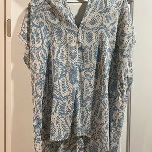 Adrienne Blue and White Blouse